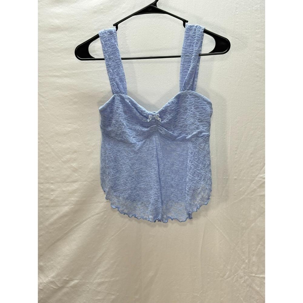 Heart Hips Blue Lace Camisole Top Womens Small Y2K Coquette Fairycore